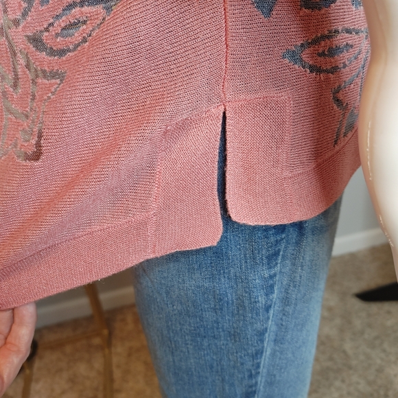 SIGRID OLSEN SIGNATURE TAPESTRY PRINT ILLUSIO.N SWEATER, BLUSH PINK M - Picture 6 of 9